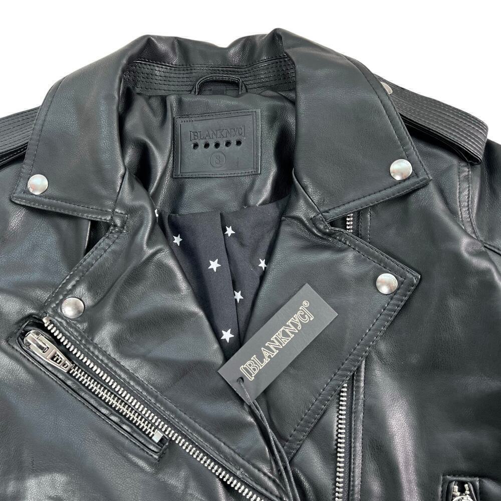 New Women’s BLANKNYC Vegan Leather Moto Jacket With Quilting Stitch Size S - Picture 3 of 11